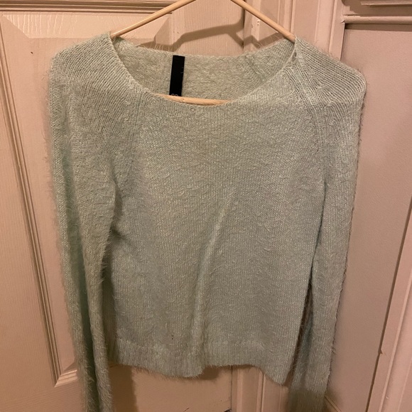 Scoop neck mint blue sweater. - Picture 1 of 4